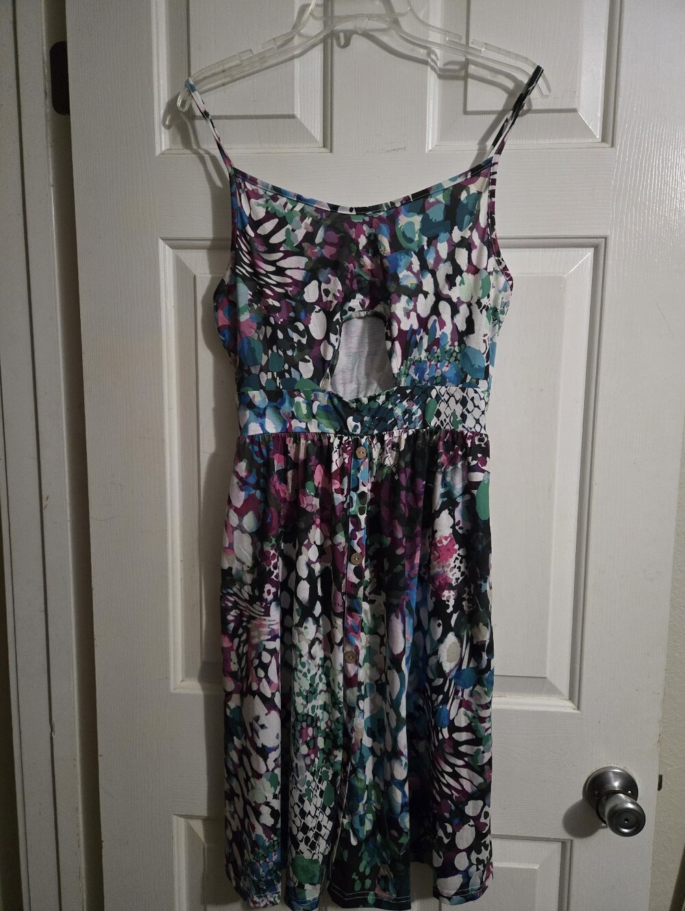 Sleeveless Multi-Color Printed Spaghetti Strap Mini Dress